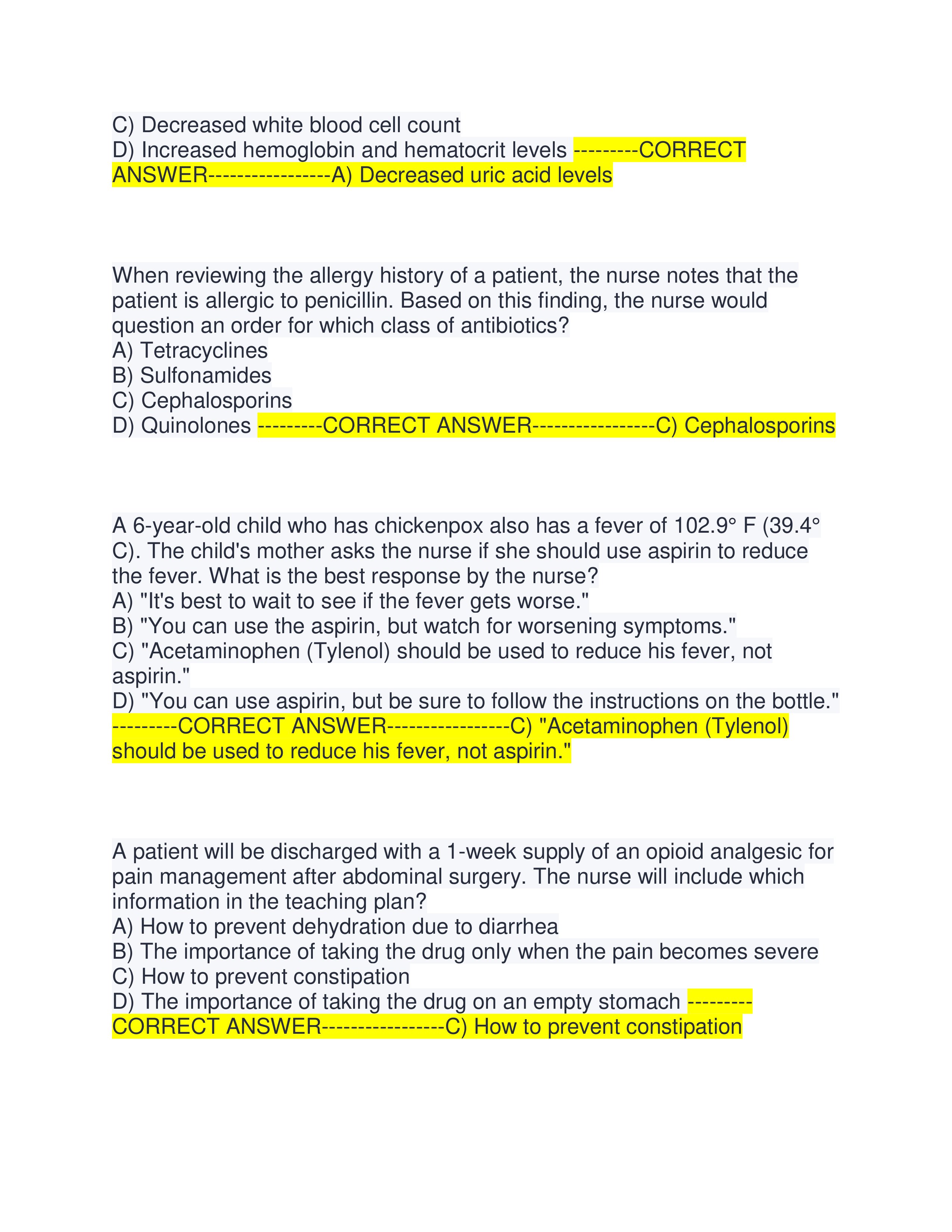 Preview page 2 of ATI RN PHARMACOLOGY FINAL EXAM ACTUAL EXAM | ALL QUESTIONS AND CORRECT ANSWERS | ALREADY GRADED A+ | VERIFIED ANSWERS | LATEST VERSION