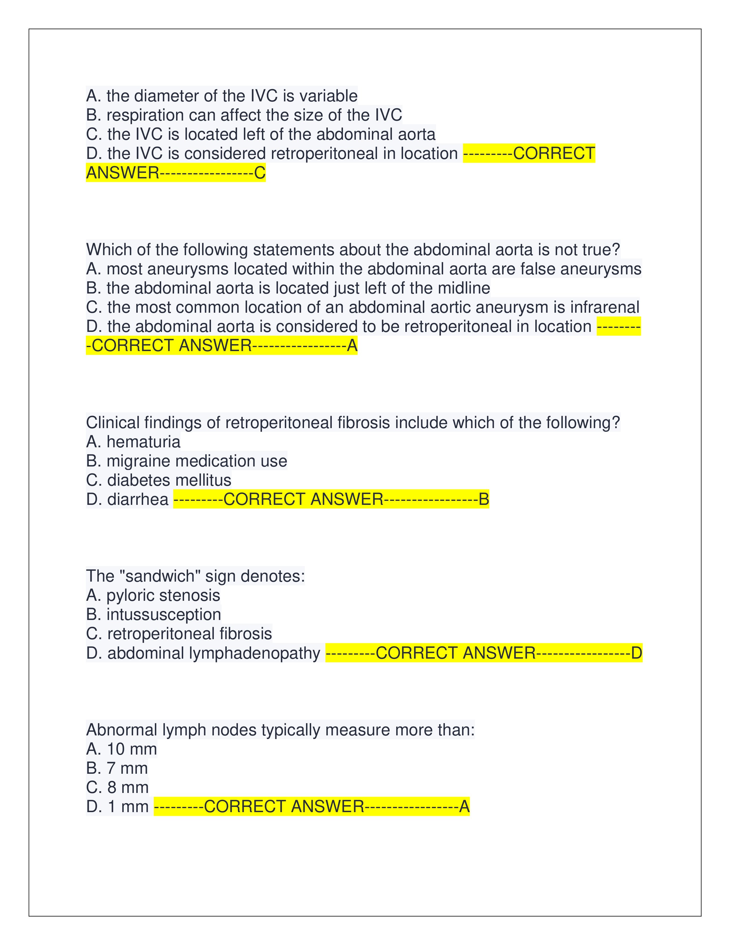 Preview page 3 of ARDMS ABDOMEN BOARD REVIEW EXAM | QUESTIONS AND CORRECT ANSWERS | LATEST EXAM | GRADED A+ | VERIFIED ANSWERS