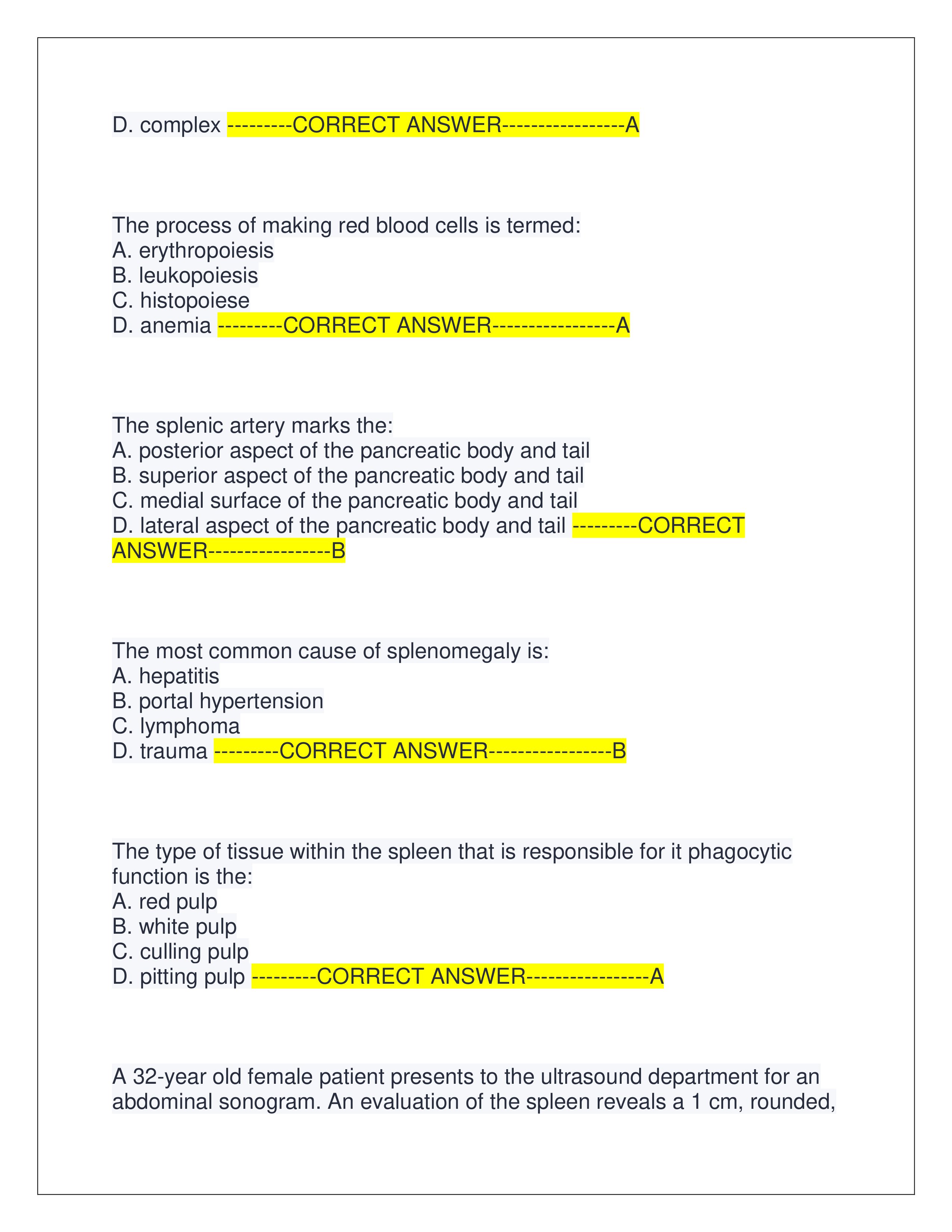 Preview page 6 of ARDMS ABDOMEN BOARD REVIEW EXAM | QUESTIONS AND CORRECT ANSWERS | LATEST EXAM | GRADED A+ | VERIFIED ANSWERS