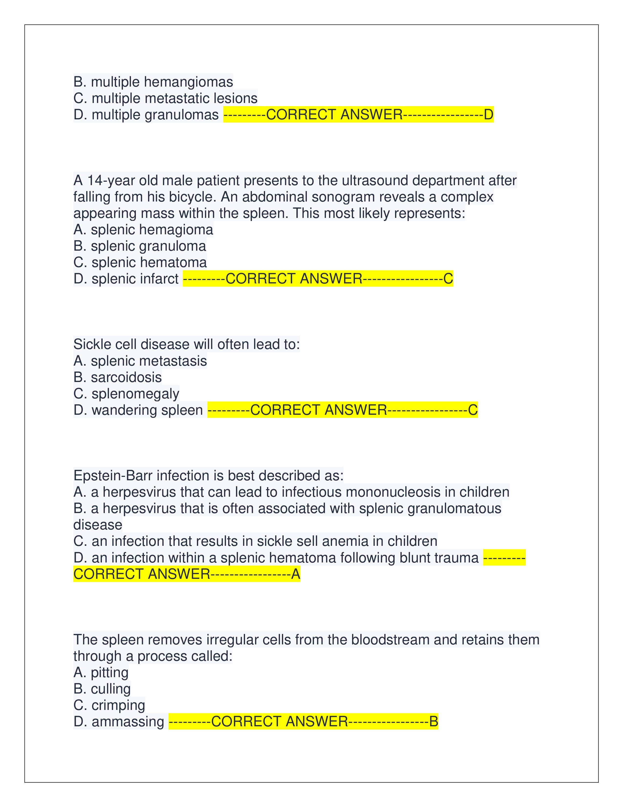 Preview page 9 of ARDMS ABDOMEN BOARD REVIEW EXAM | QUESTIONS AND CORRECT ANSWERS | LATEST EXAM | GRADED A+ | VERIFIED ANSWERS