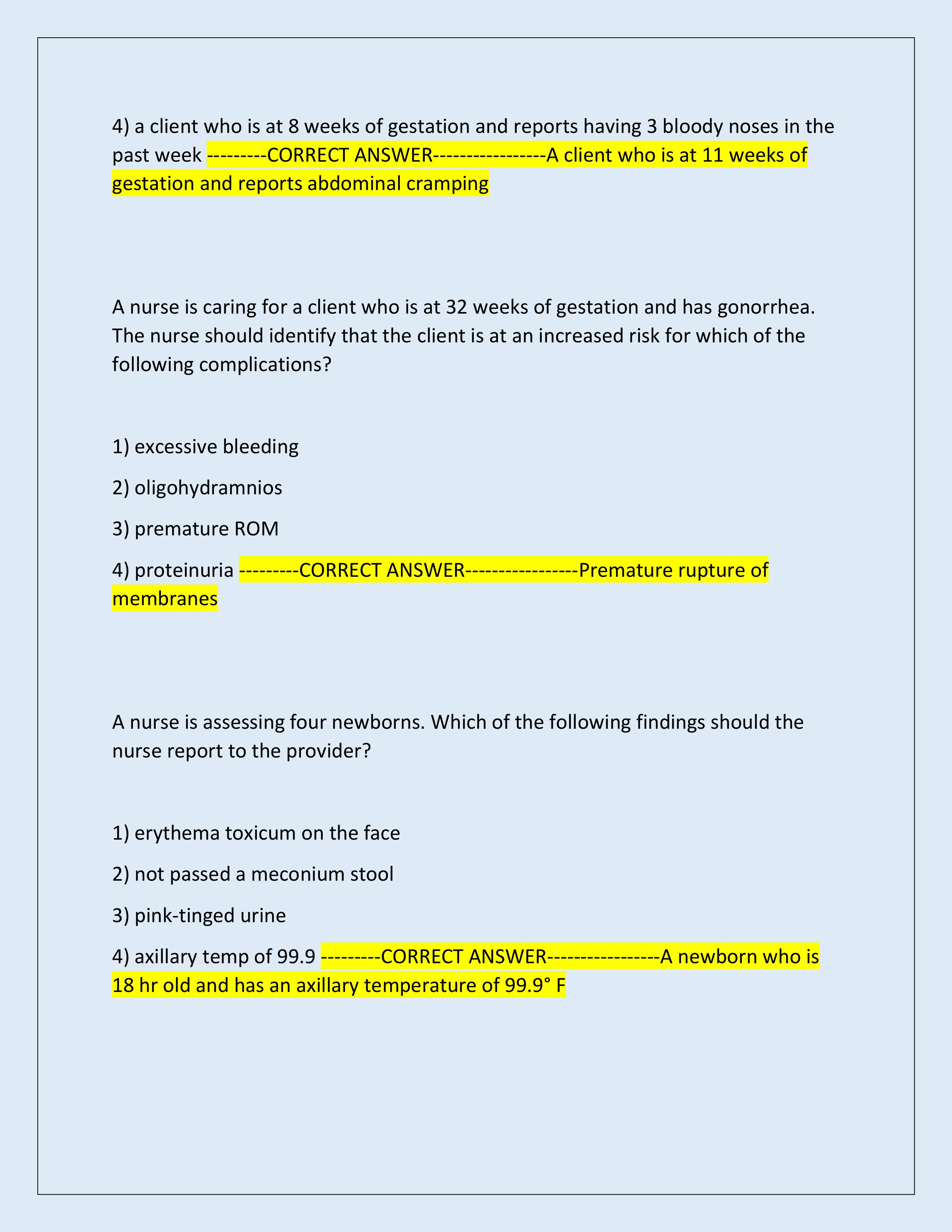 Preview page 2 of 2025 A T I RN Maternal Newborn Exam| ATI Maternal Newborn Proctored Exam | Questions and Correct Answers | Graded A+ | Just Released