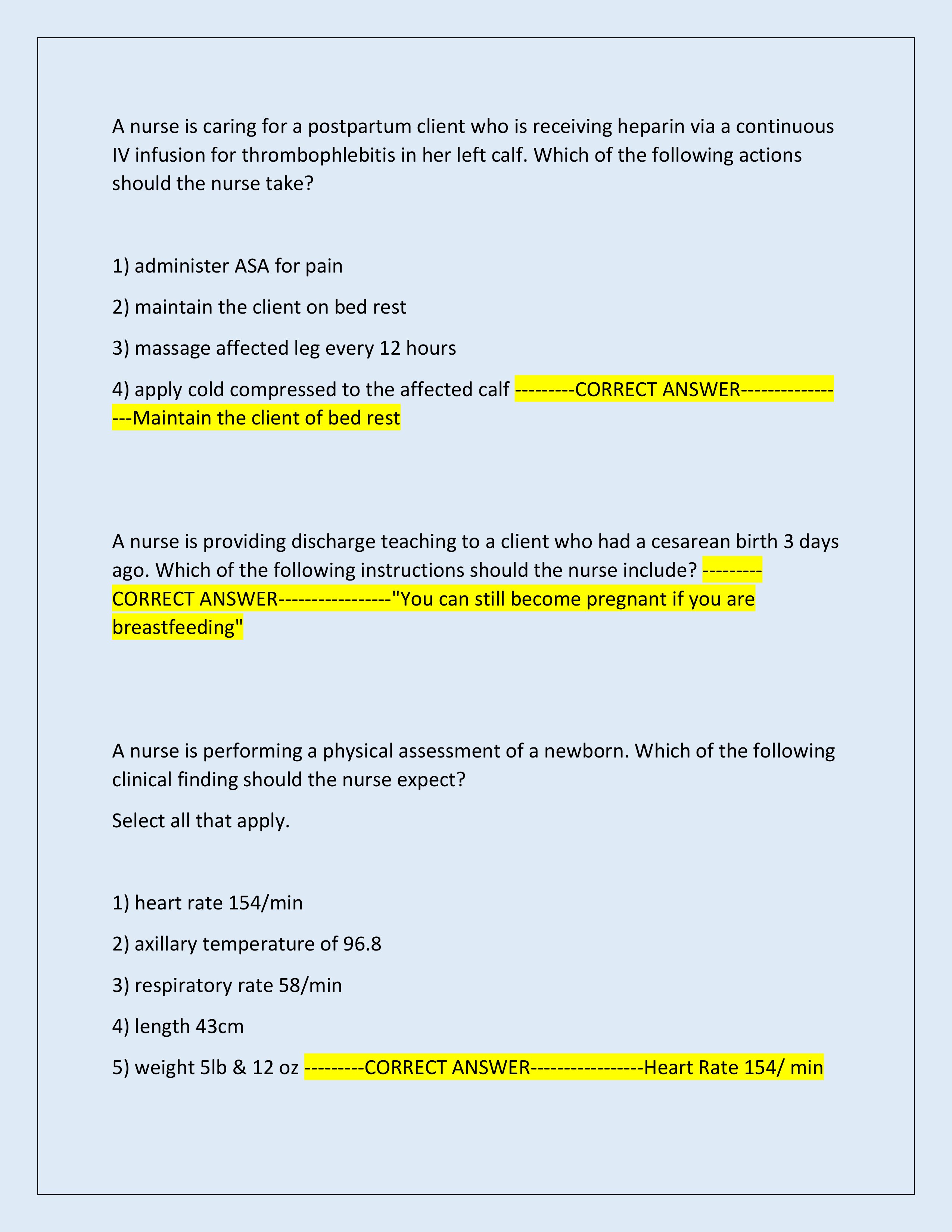 Preview page 3 of 2025 A T I RN Maternal Newborn Exam| ATI Maternal Newborn Proctored Exam | Questions and Correct Answers | Graded A+ | Just Released
