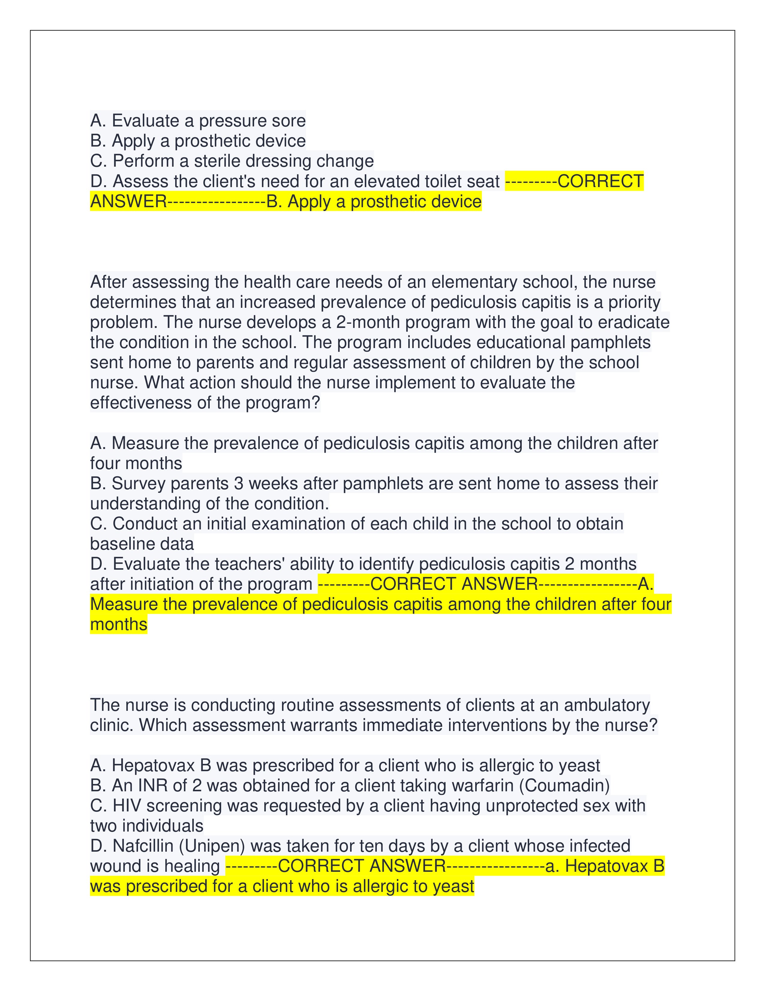 Preview page 2 of HESI COMMUNITY HEALTH EXAM TEST BANK (LATEST TEST BANK 2025) | QUESTIONS AND CORRECT ANSWERS | ALREADY GRADED A+ | VERIFIED ANSWERS | JUST RELEASED