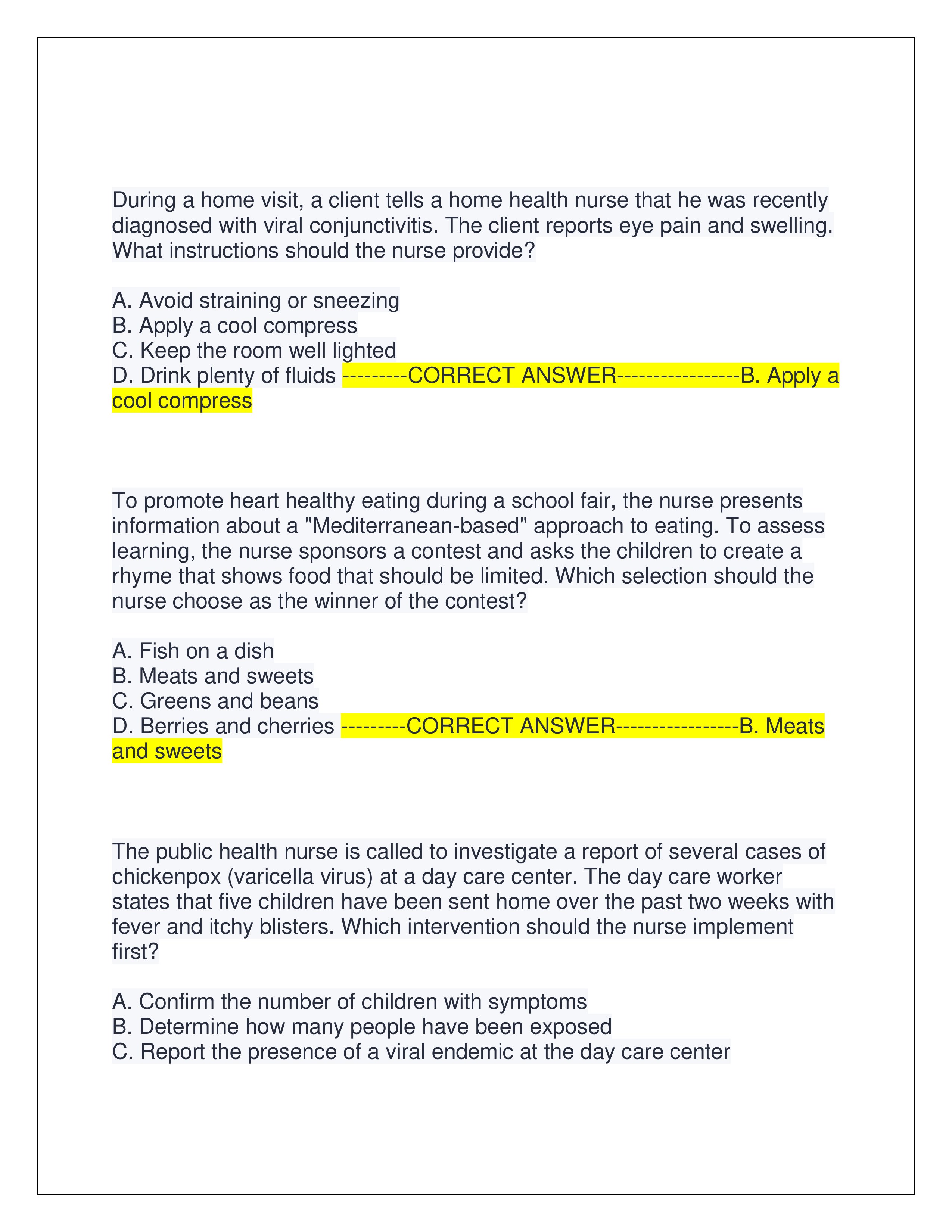 Preview page 3 of HESI COMMUNITY HEALTH EXAM TEST BANK (LATEST TEST BANK 2025) | QUESTIONS AND CORRECT ANSWERS | ALREADY GRADED A+ | VERIFIED ANSWERS | JUST RELEASED
