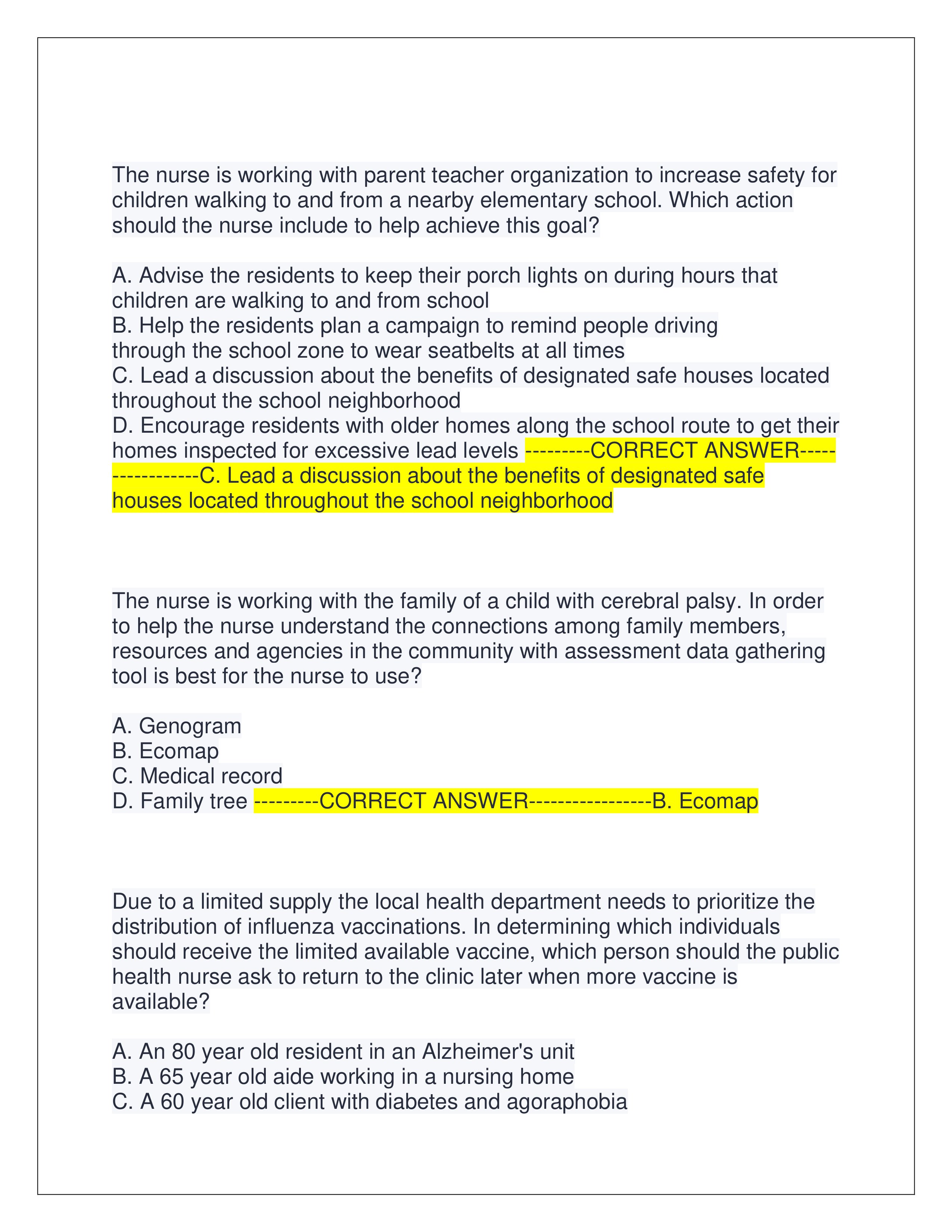 Preview page 5 of HESI COMMUNITY HEALTH EXAM TEST BANK (LATEST TEST BANK 2025) | QUESTIONS AND CORRECT ANSWERS | ALREADY GRADED A+ | VERIFIED ANSWERS | JUST RELEASED