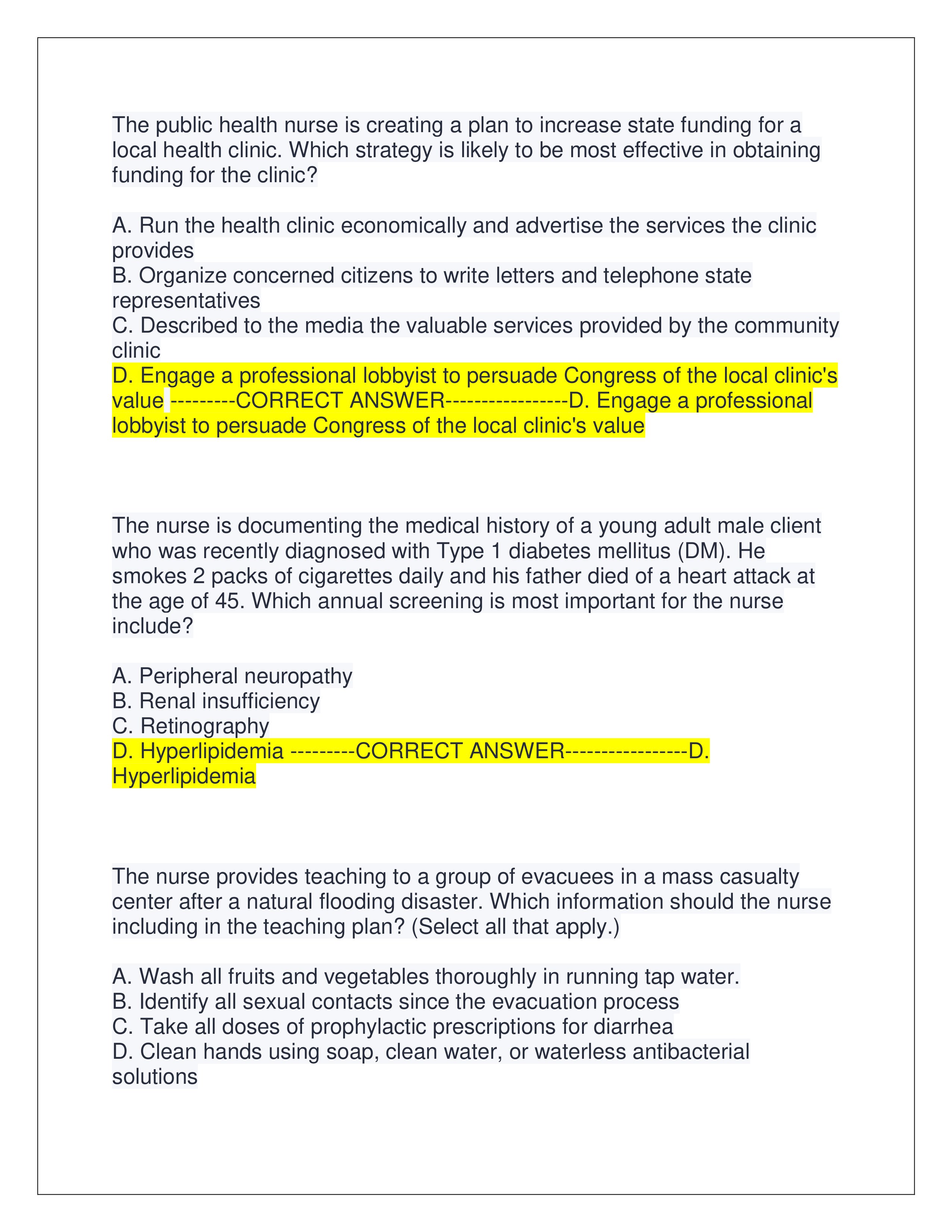 Preview page 7 of HESI COMMUNITY HEALTH EXAM TEST BANK (LATEST TEST BANK 2025) | QUESTIONS AND CORRECT ANSWERS | ALREADY GRADED A+ | VERIFIED ANSWERS | JUST RELEASED