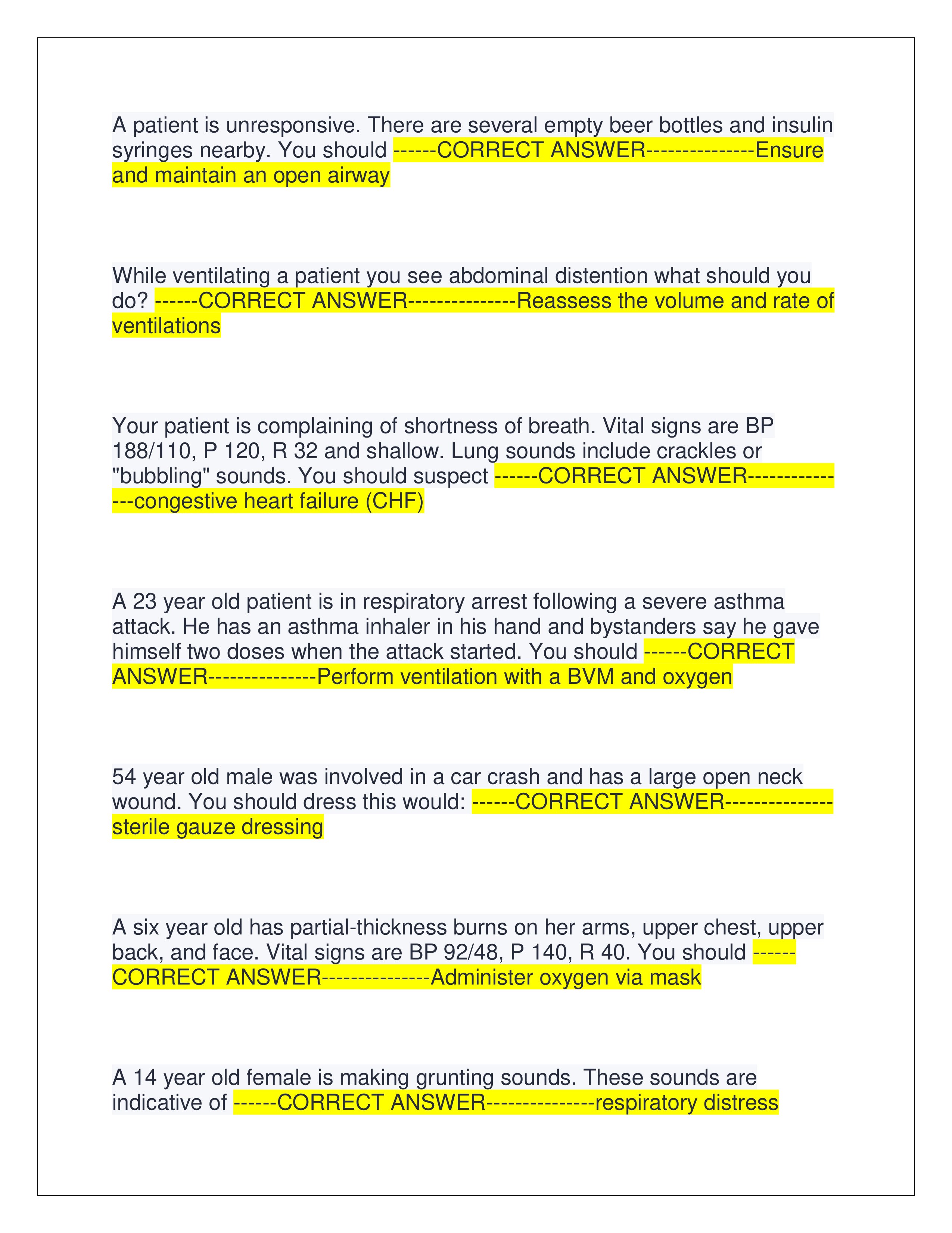 Preview page 2 of FISDAP EMT READINESS EXAM 1 AND 2 | GRADED A+ | QUESTIONS AND CORRECT ANSWERS | VERIFIED ANSWERS | JUST RELEASED 2025