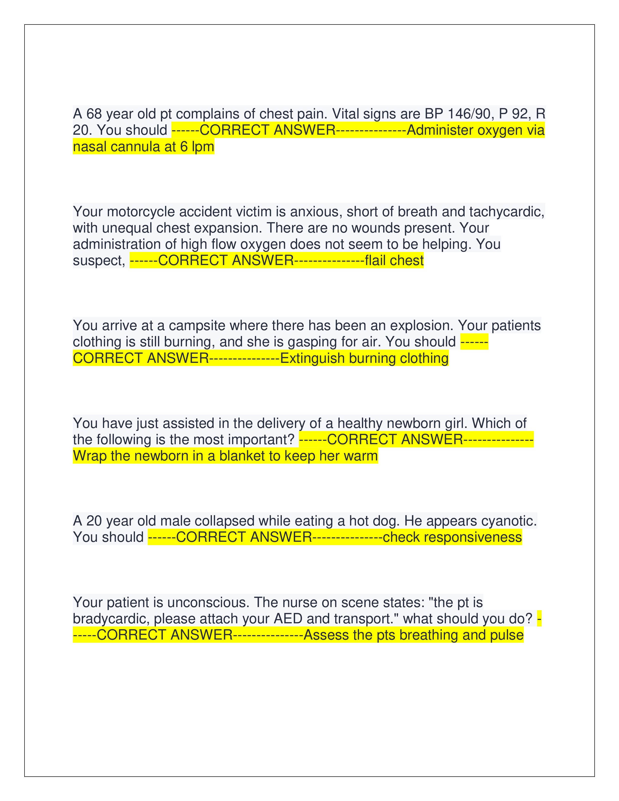 Preview page 3 of FISDAP EMT READINESS EXAM 1 AND 2 | GRADED A+ | QUESTIONS AND CORRECT ANSWERS | VERIFIED ANSWERS | JUST RELEASED 2025