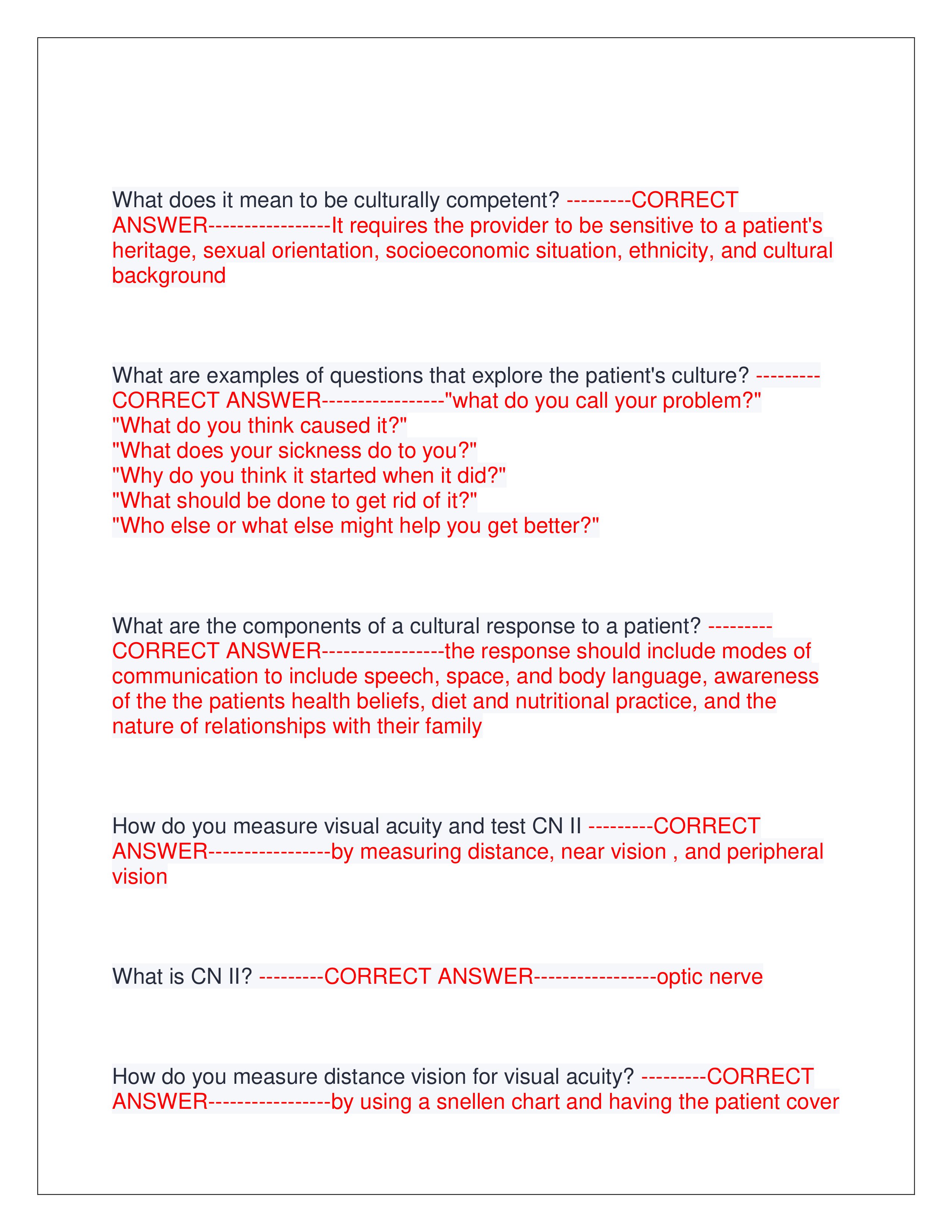 Preview page 2 of 2025 ADVANCED HEALTH ASSESSMENT EXAM 1 | QUESTIONS AND CORRECT ANSWERS | GRADED A+ | VERIFIED ANSWERS | LATEST VERSION (COMPLETE EXAM)