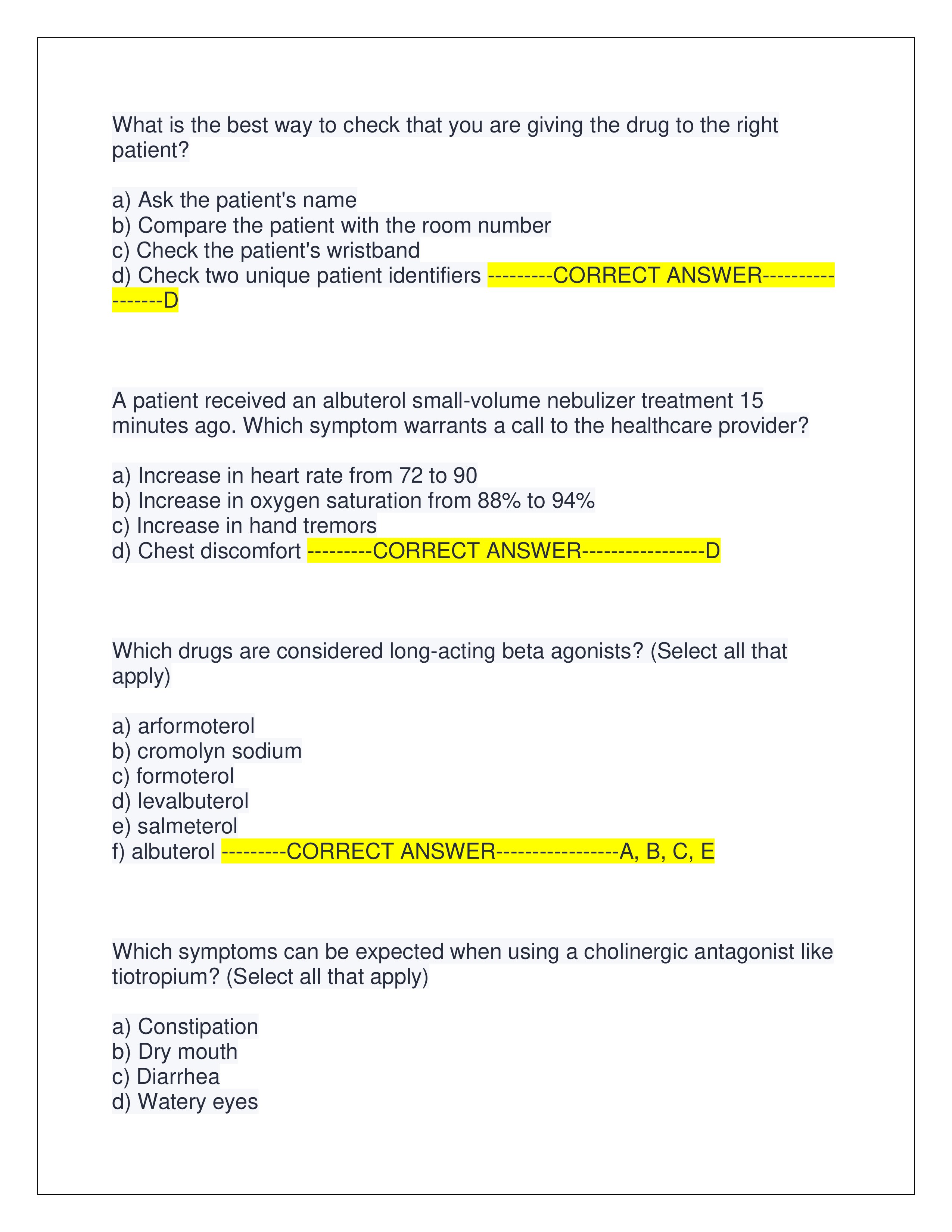 Preview page 4 of PHARMACOLOGY RN ATI MIDTERM EXAM | QUESTIONS AND CORRECT ANSWERS (GRADED A+) | VERIFIED ANSWERS | LATEST VERSION