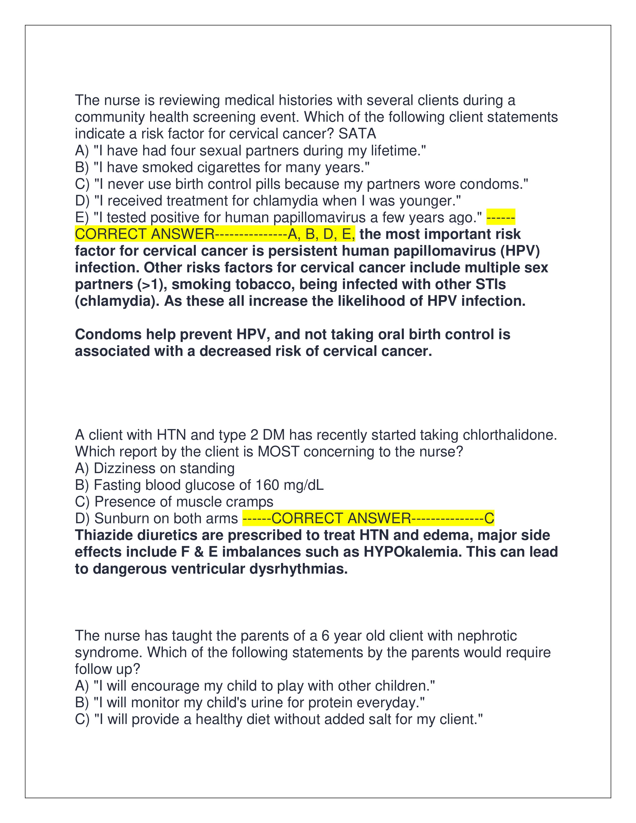 Preview page 7 of TEST BANK FOR NCLEX PN EXAM | ALL 670 EXAM QUESTIONS AND CORRECT ANSWERS WITH EXPLANATIONS | GRADED A+ | VERIFIED ANSWERS | LATEST VERSION