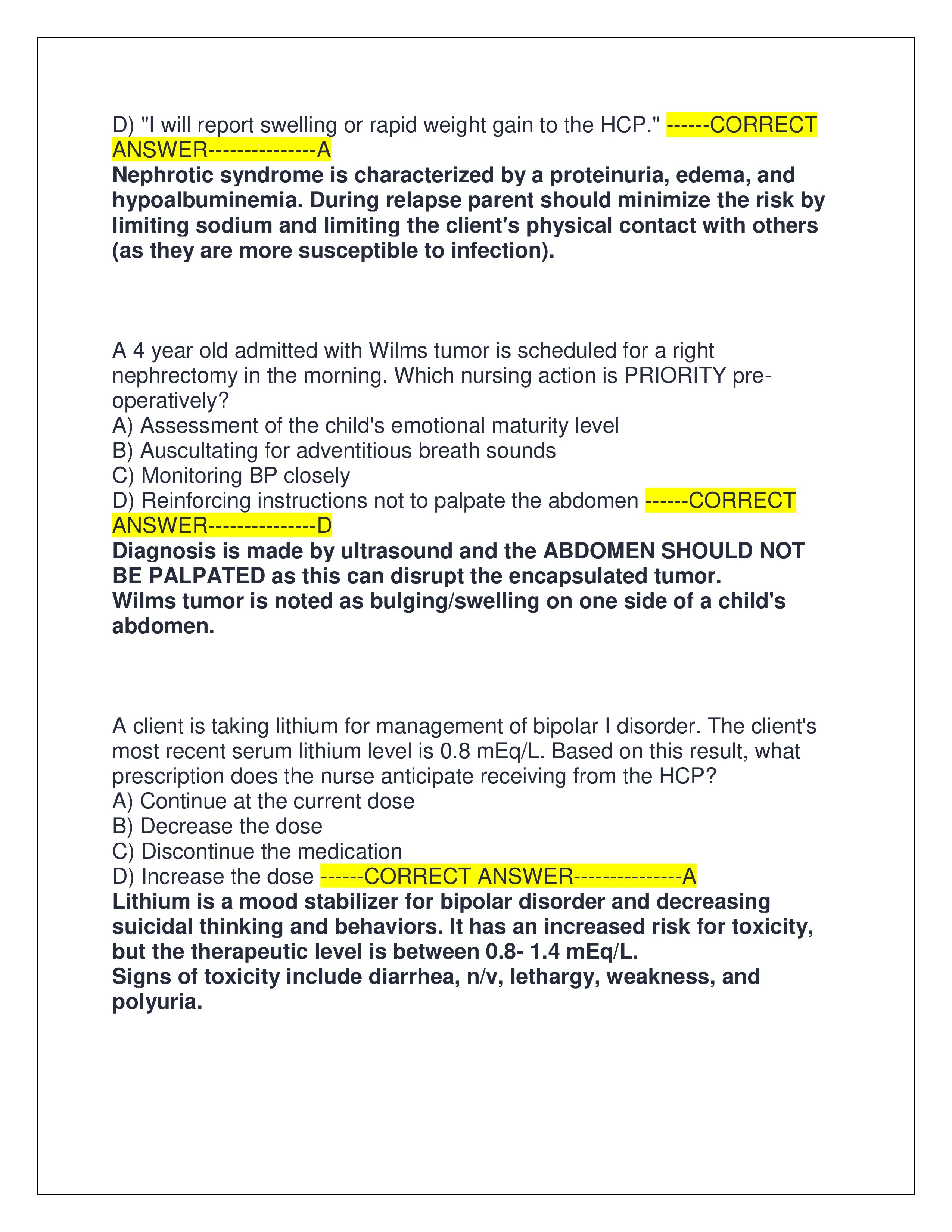Preview page 8 of TEST BANK FOR NCLEX PN EXAM | ALL 670 EXAM QUESTIONS AND CORRECT ANSWERS WITH EXPLANATIONS | GRADED A+ | VERIFIED ANSWERS | LATEST VERSION