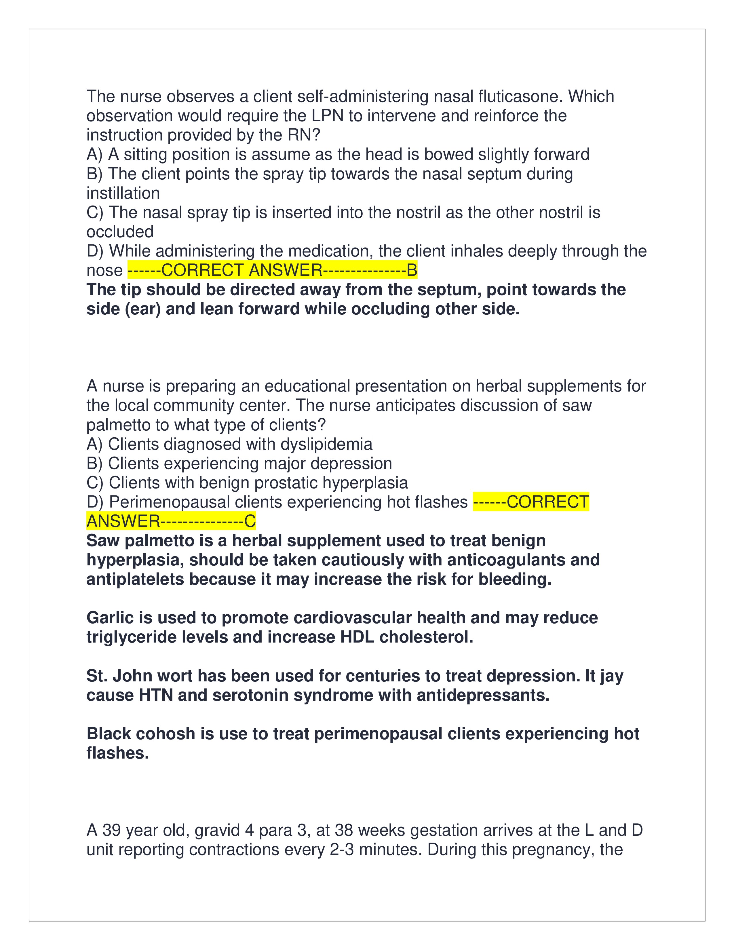 Preview page 9 of TEST BANK FOR NCLEX PN EXAM | ALL 670 EXAM QUESTIONS AND CORRECT ANSWERS WITH EXPLANATIONS | GRADED A+ | VERIFIED ANSWERS | LATEST VERSION