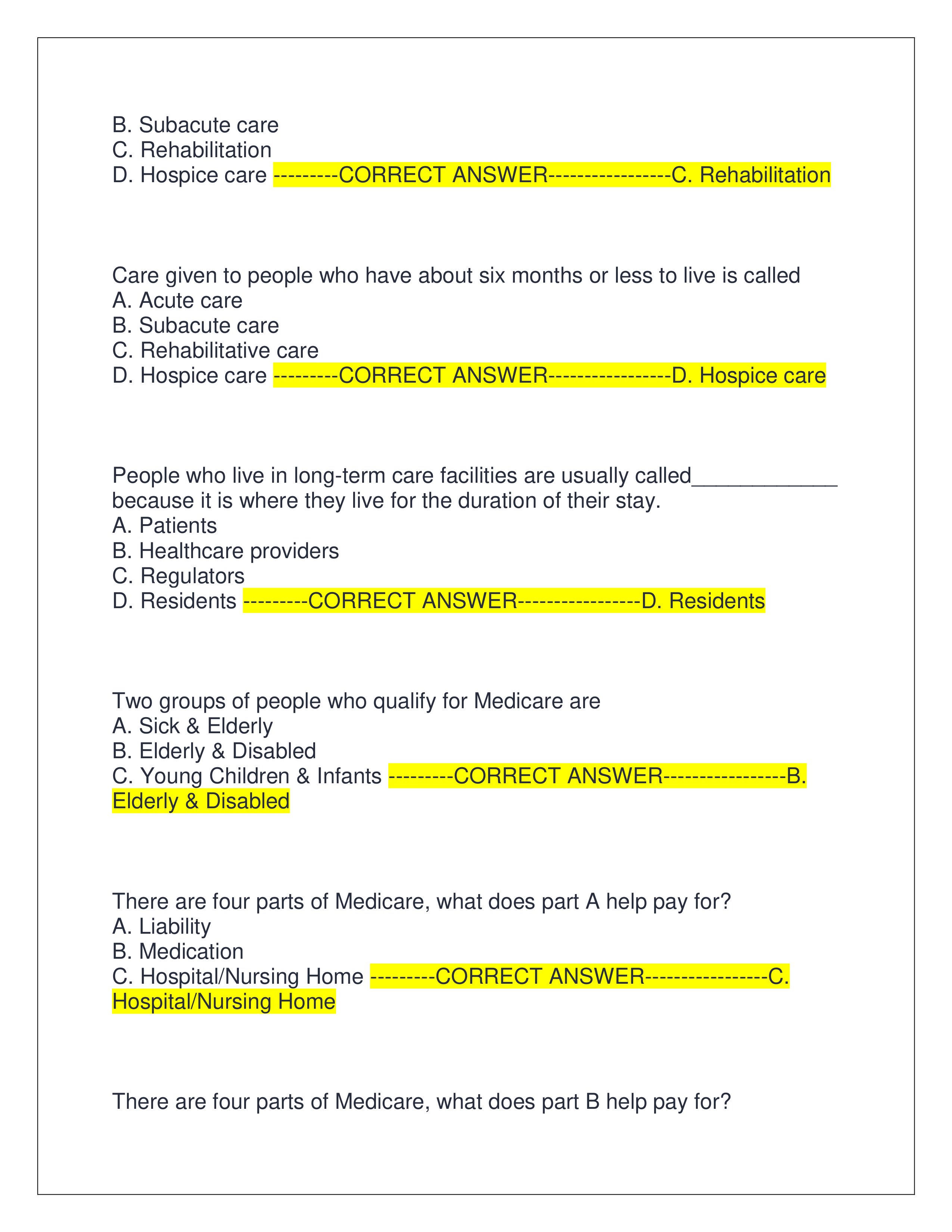 Preview page 2 of HARTMAN'S CNA FINAL EXAM (ACTUAL EXAM 2025) | QUESTIONS AND CORRECT ANSWERS | ALREADY GRADED A+ | VERIFIED ANSWERS | LATEST VERSION