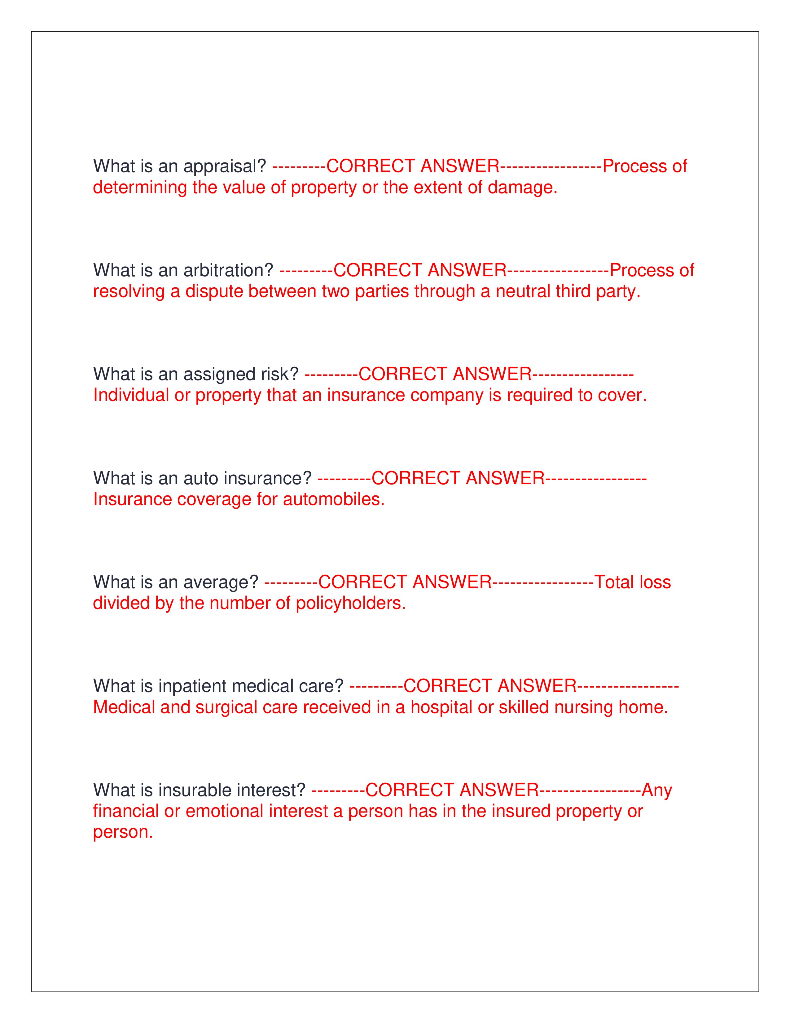 Preview page 2 of LIFE INSURANCE FINAL EXAM 2025 (COLORADO) | ALL QUESTIONS AND CORRECT ANSWERS | GRADED A+ | VERIFIED ANSWERS | LATEST EXAM