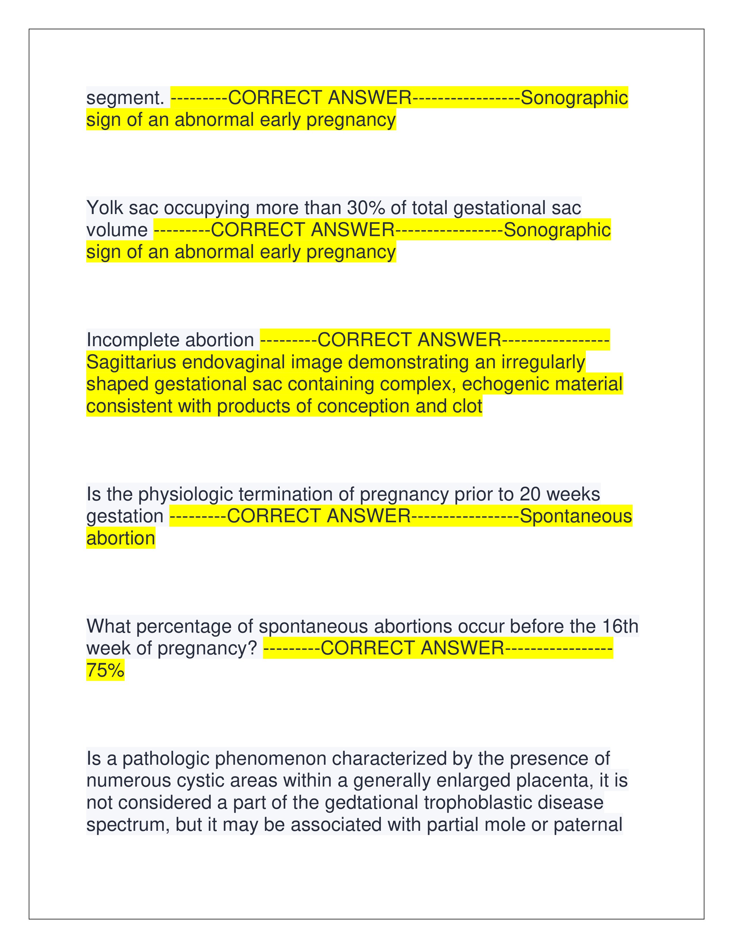 Preview page 3 of ARDMS OBGYN PRACTICE EXAM LATEST EXAM | ALL QUESTIONS AND CORRECT ANSWERS | GRADED A+ | VERIFIED ANSWERS | JUST RELEASED