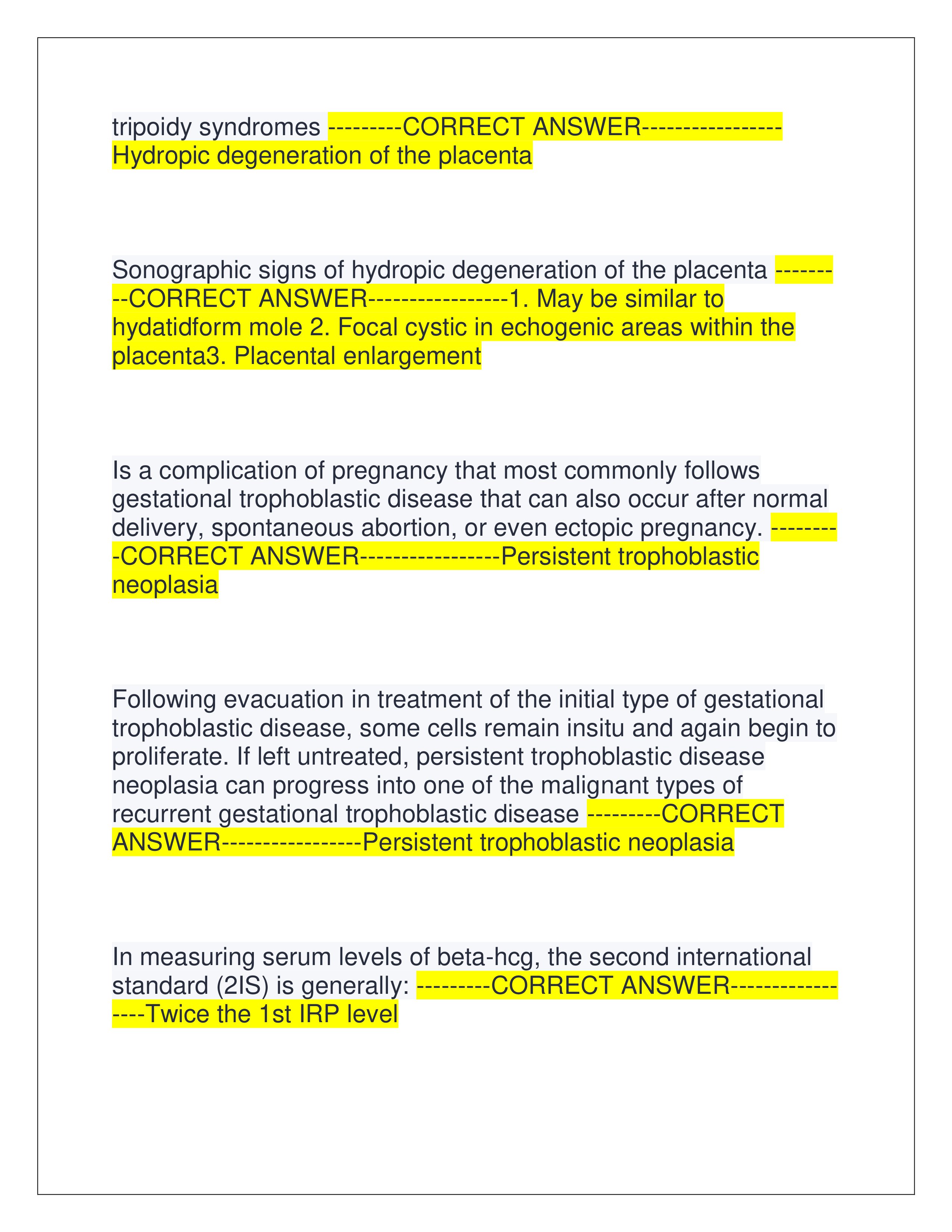 Preview page 4 of ARDMS OBGYN PRACTICE EXAM LATEST EXAM | ALL QUESTIONS AND CORRECT ANSWERS | GRADED A+ | VERIFIED ANSWERS | JUST RELEASED