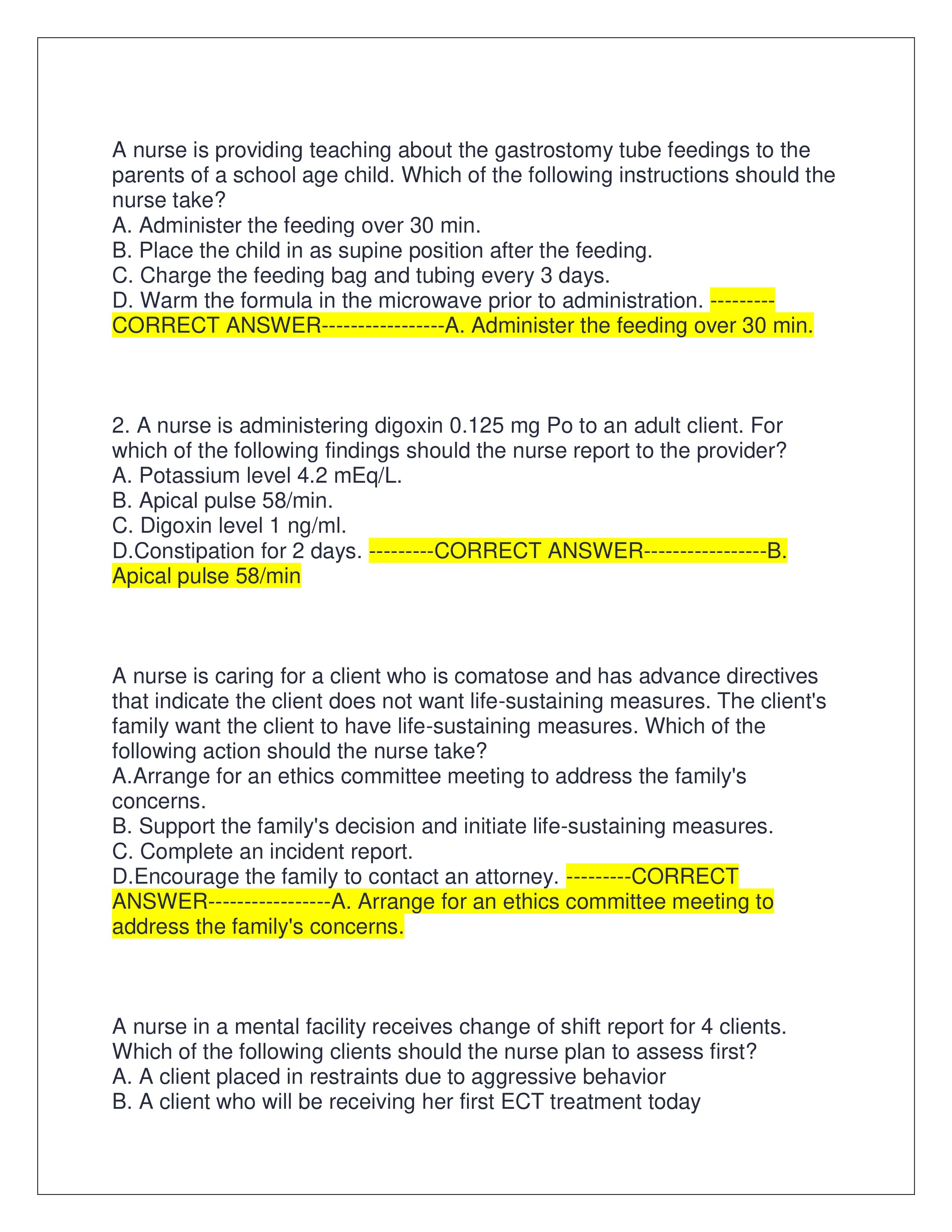Preview page 3 of RN COMPREHENSIVE PREDICTOR EXAM 2025 | ALL QUESTIONS AND CORRECT ANSWERS | ALREADY GRADED A+ | VERIFIED ANSWERS | JUST RELEASED