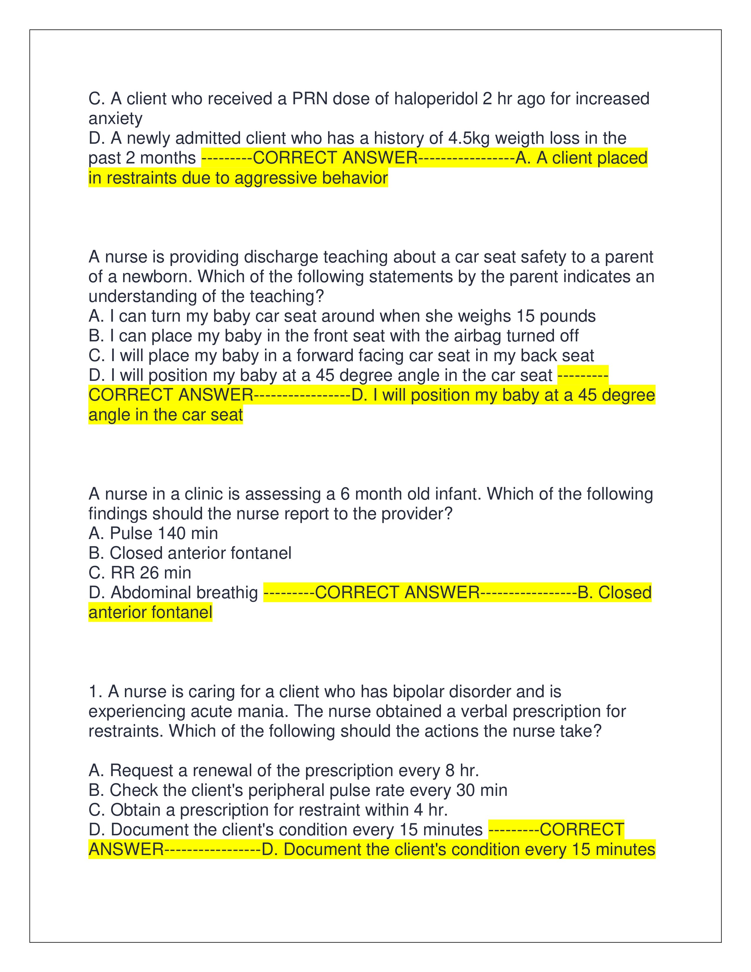 Preview page 4 of RN COMPREHENSIVE PREDICTOR EXAM 2025 | ALL QUESTIONS AND CORRECT ANSWERS | ALREADY GRADED A+ | VERIFIED ANSWERS | JUST RELEASED